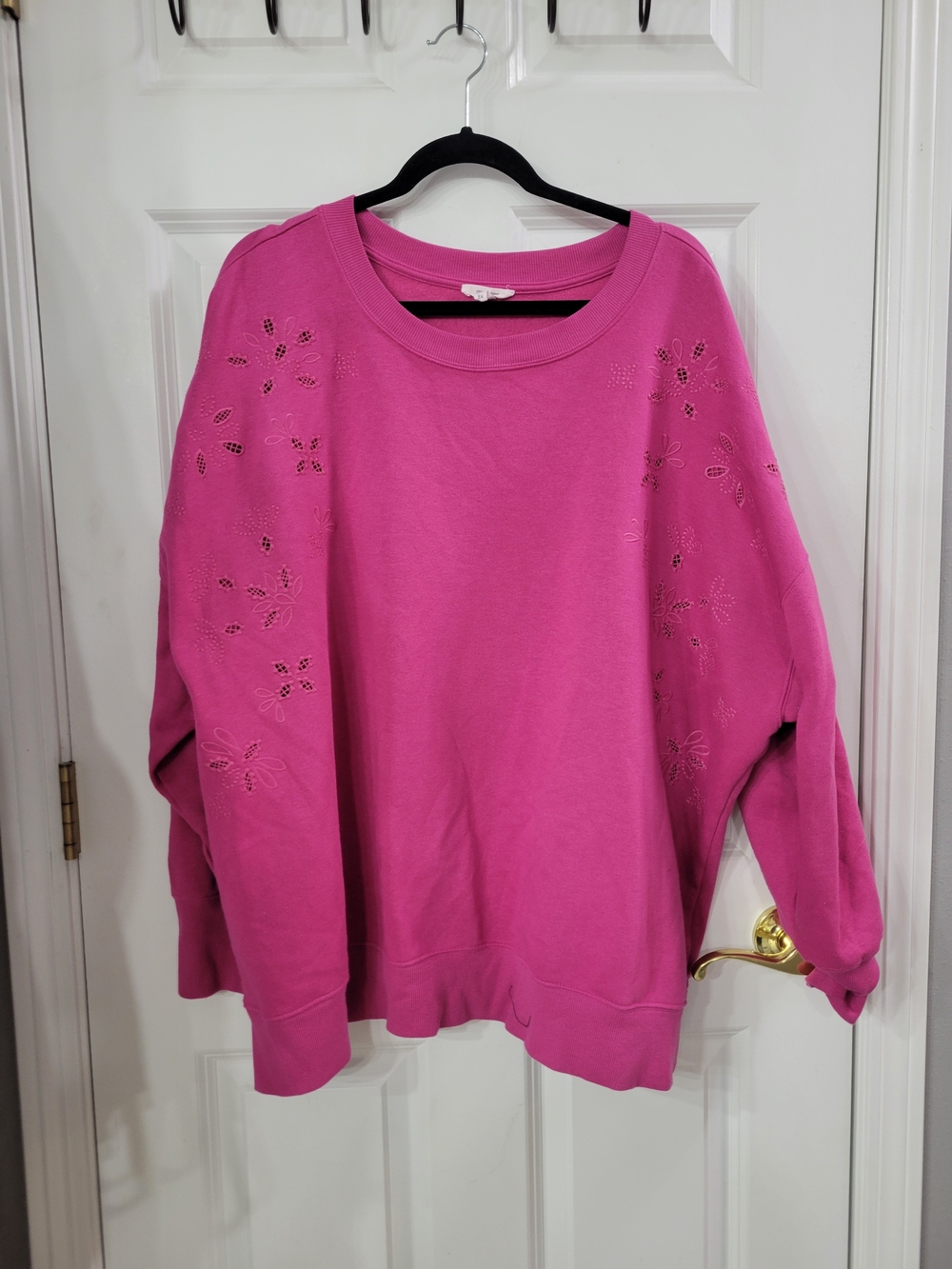 Maurices Hot Pink Embroidered Sleeve Sweatshirt